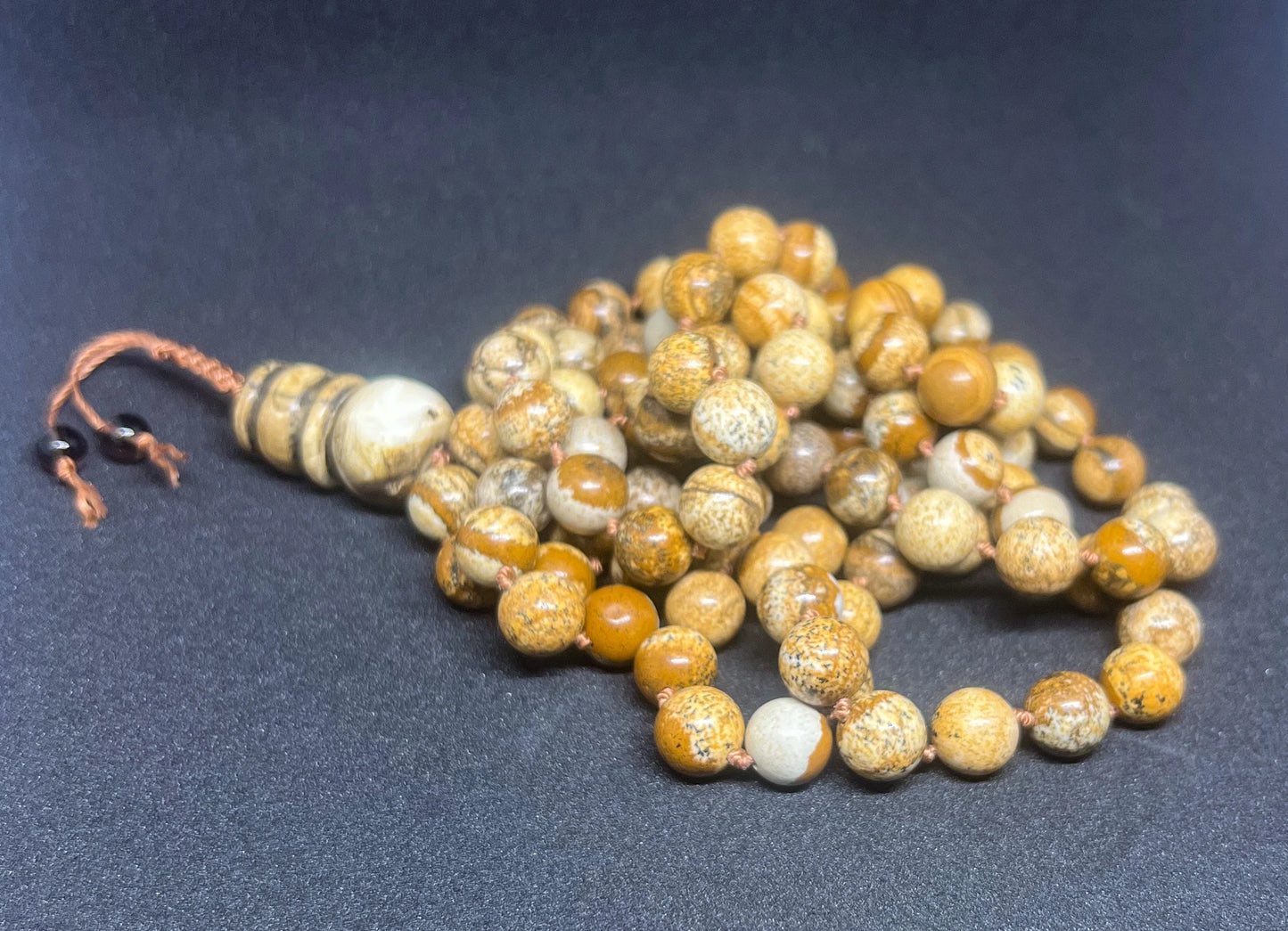 Hand-Knotted Picture Jasper Mala