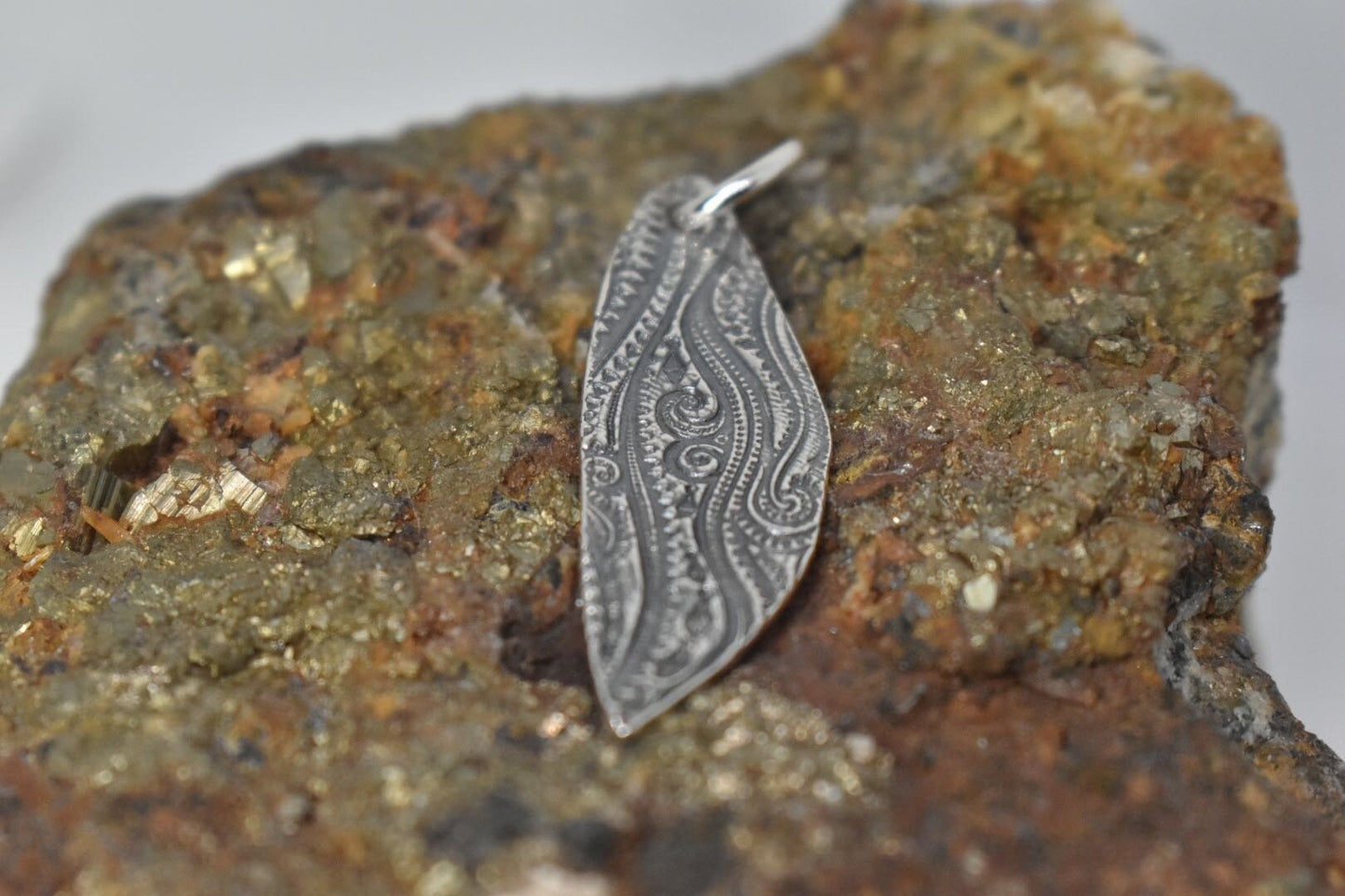 Skinny Textured Sterling Silver Pendant